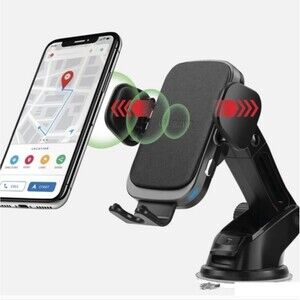 Car And Driver Black Wireless Charging Phone Mount Holder Kit